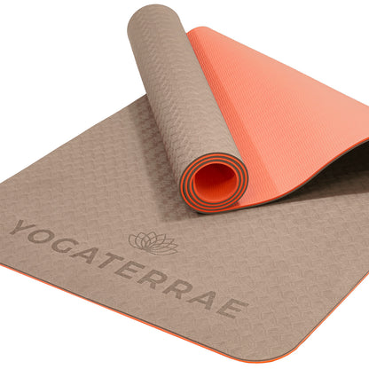 YOGA MAT TPE NON-SLIP BEIGE CORAL WITH BAG