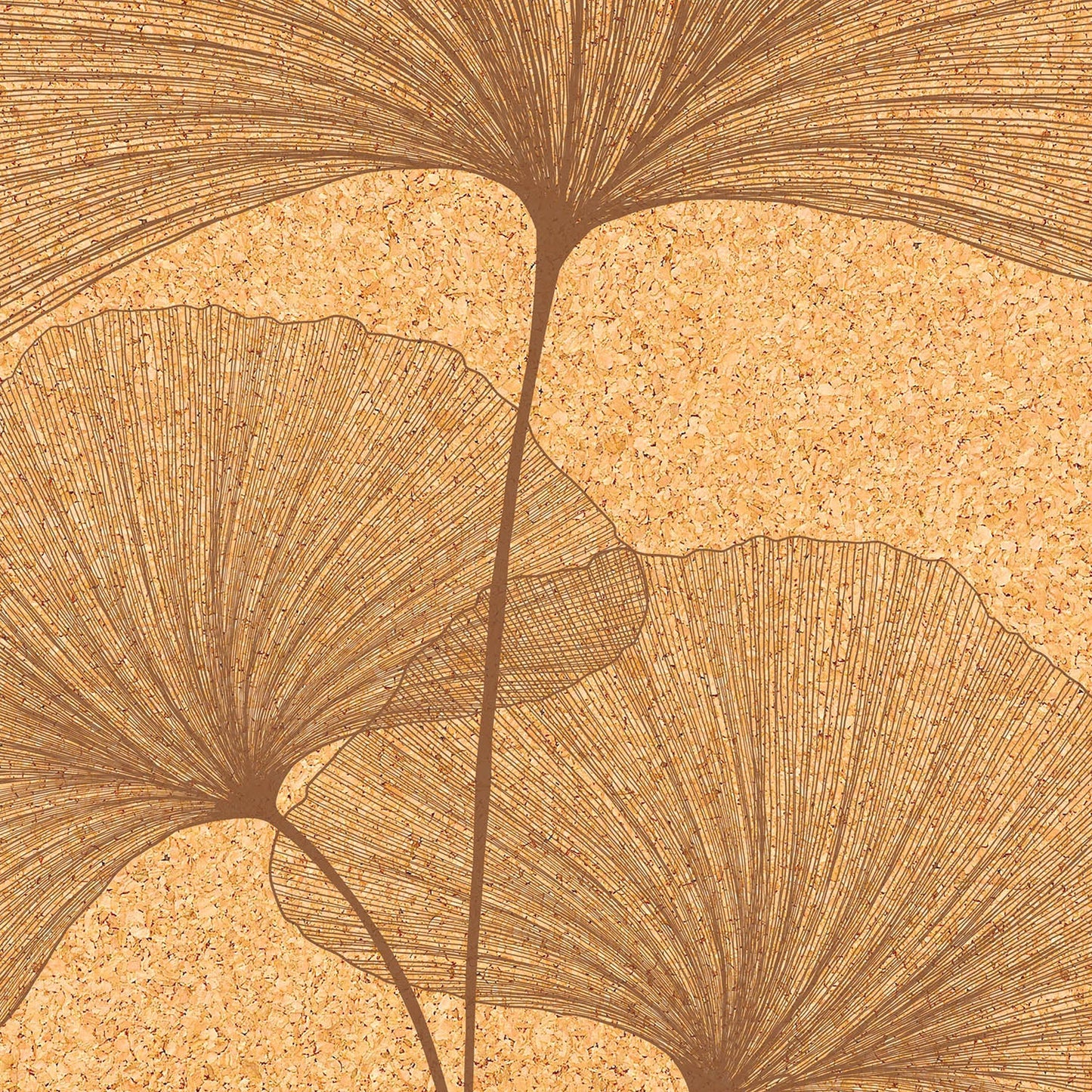 ROUND NON-SLIP CORK YOGA MAT GINKGO BILOBA BROWN