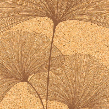 ROUND NON-SLIP CORK YOGA MAT GINKGO BILOBA BROWN