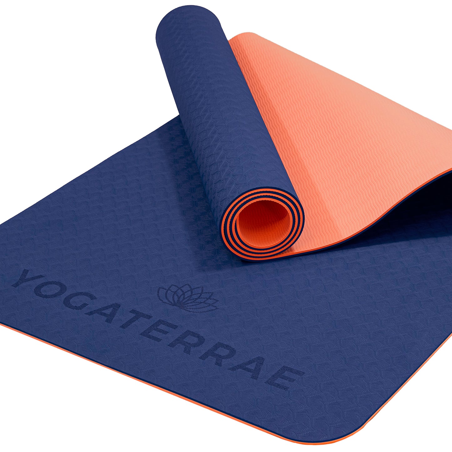 TPE NON-SLIP YOGA MAT NAVY BLUE CORAL WITH BAG