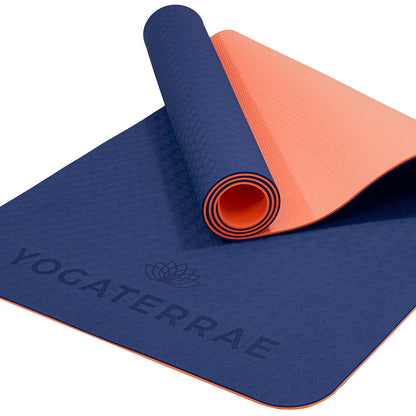 TPE NON-SLIP YOGA MAT NAVY BLUE CORAL WITH BAG