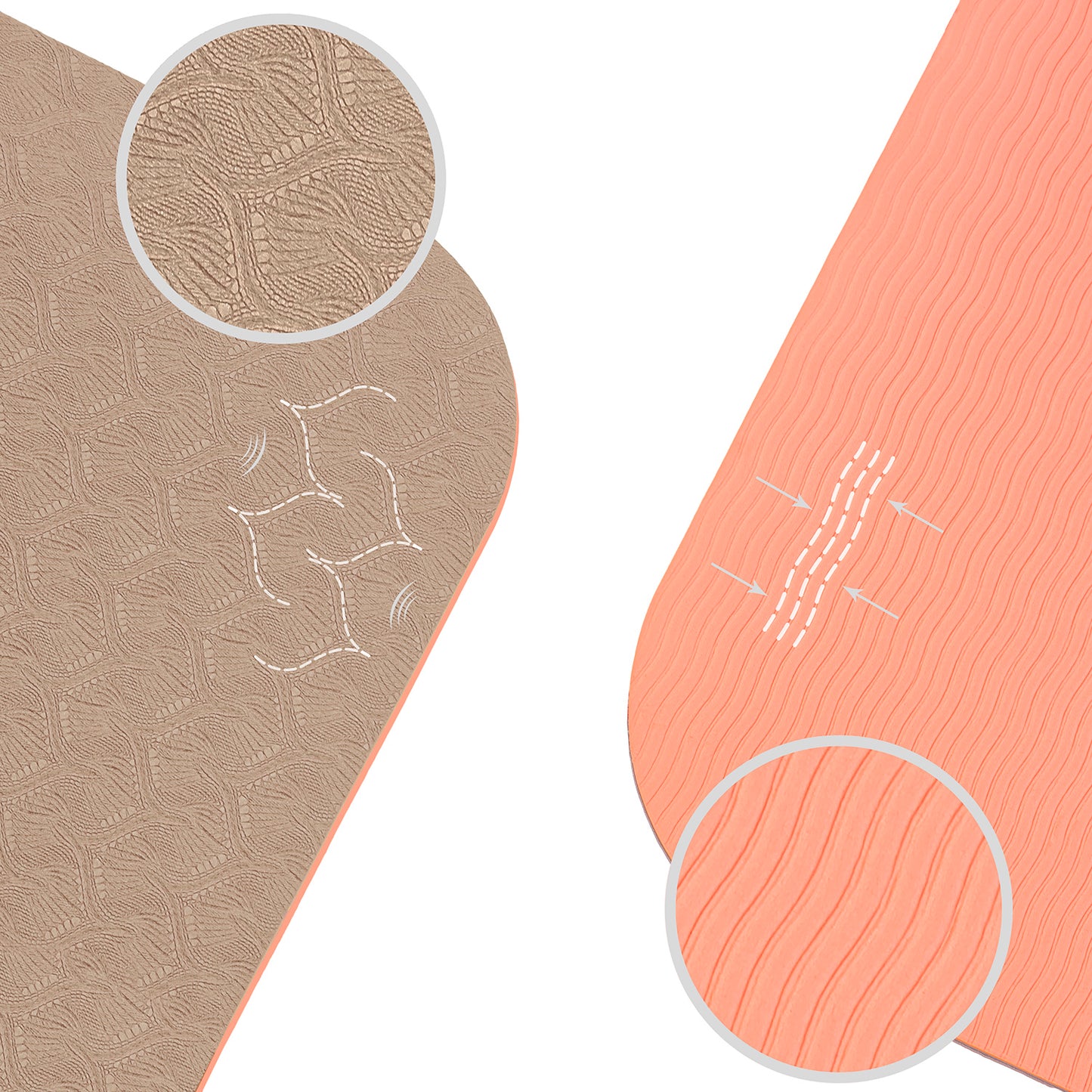 YOGA MAT TPE NON-SLIP BEIGE CORAL WITH BAG