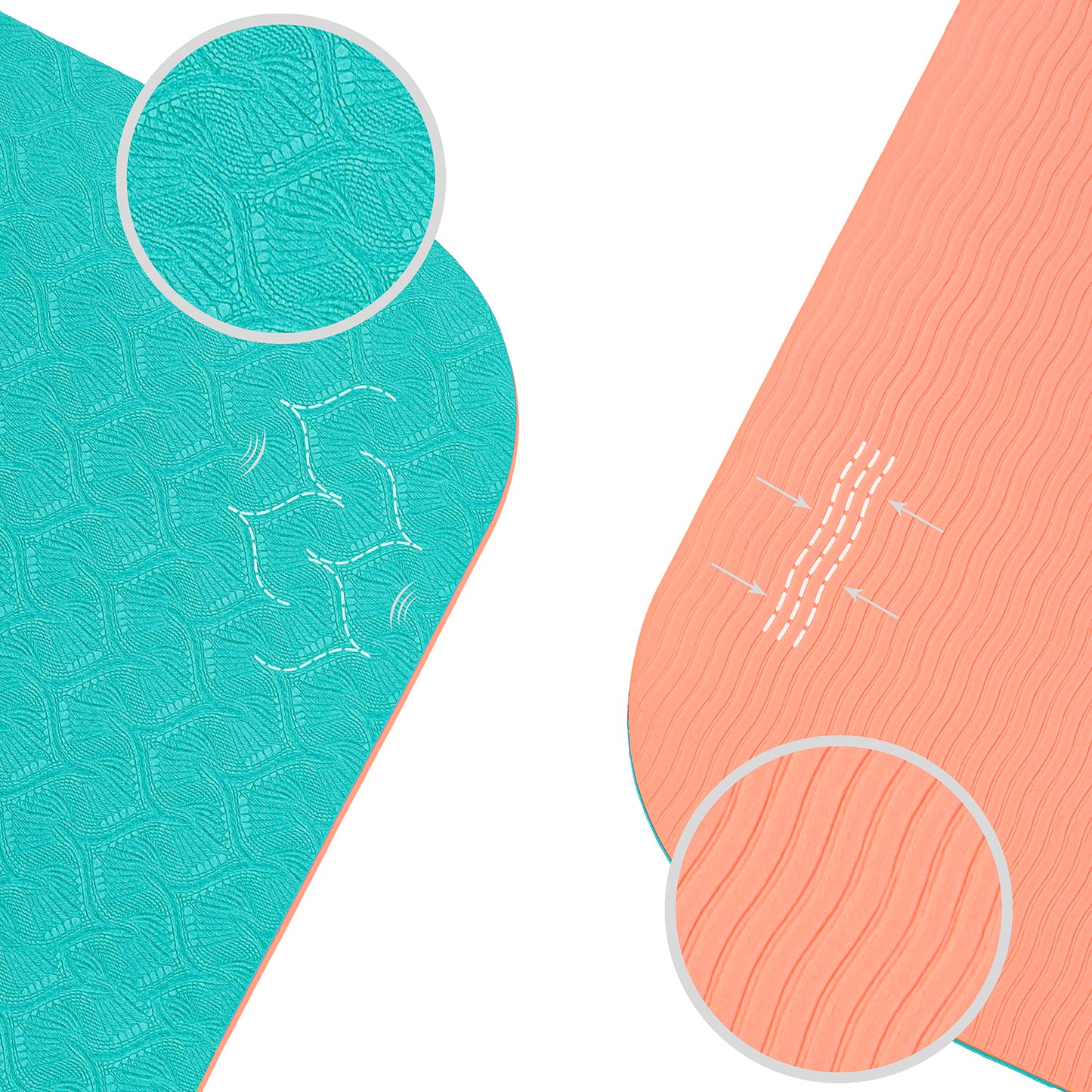 TPE NON-SLIP YOGA MAT TURQUOISE CORAL