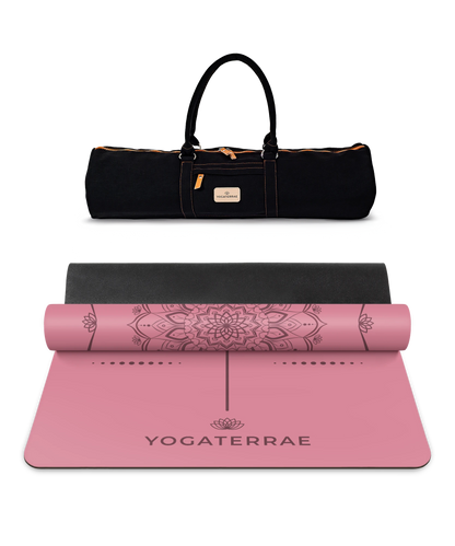 BURGUNDY MANDALA YOGA MAT IN NATURAL PU-RUBBER WITH BAG