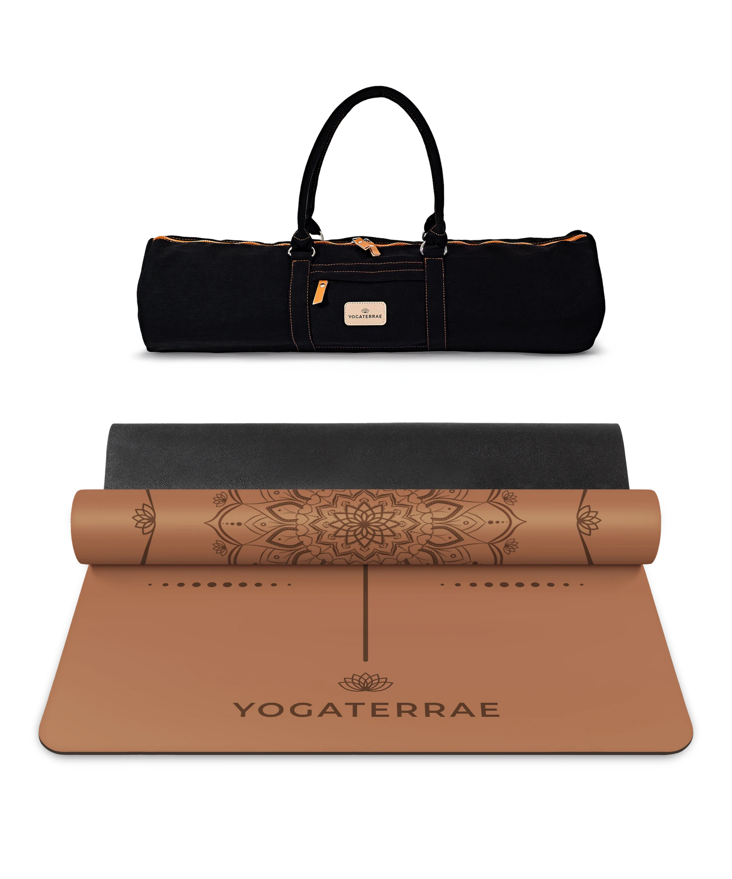 BROWN MANDALA YOGA MAT IN NATURAL PU-RUBBER WITH BAG