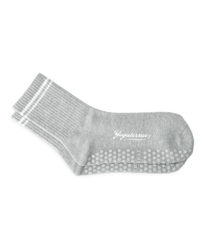 Women's Anti-Slip Socks with Contrasting Stripes, Heather Gray