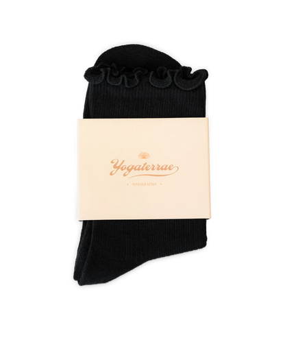 WOMEN'S SOCKS WITH WAVY EDGES, BLACK