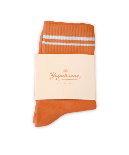 Women's Contrasting Stripe Socks, Terracotta