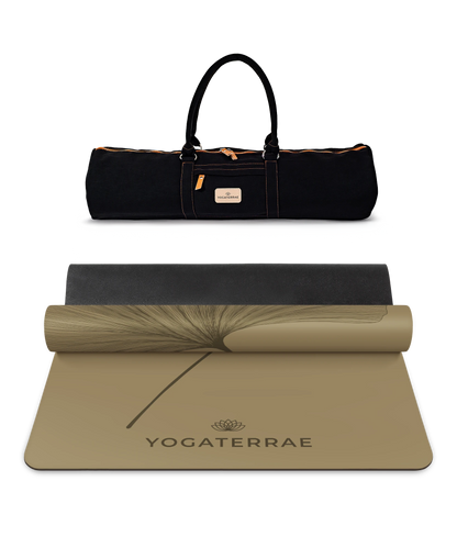 GINKGOS YOGA MAT BRONZE OLIVE DEEP IN NATURAL PU-RUBBER WITH BAG