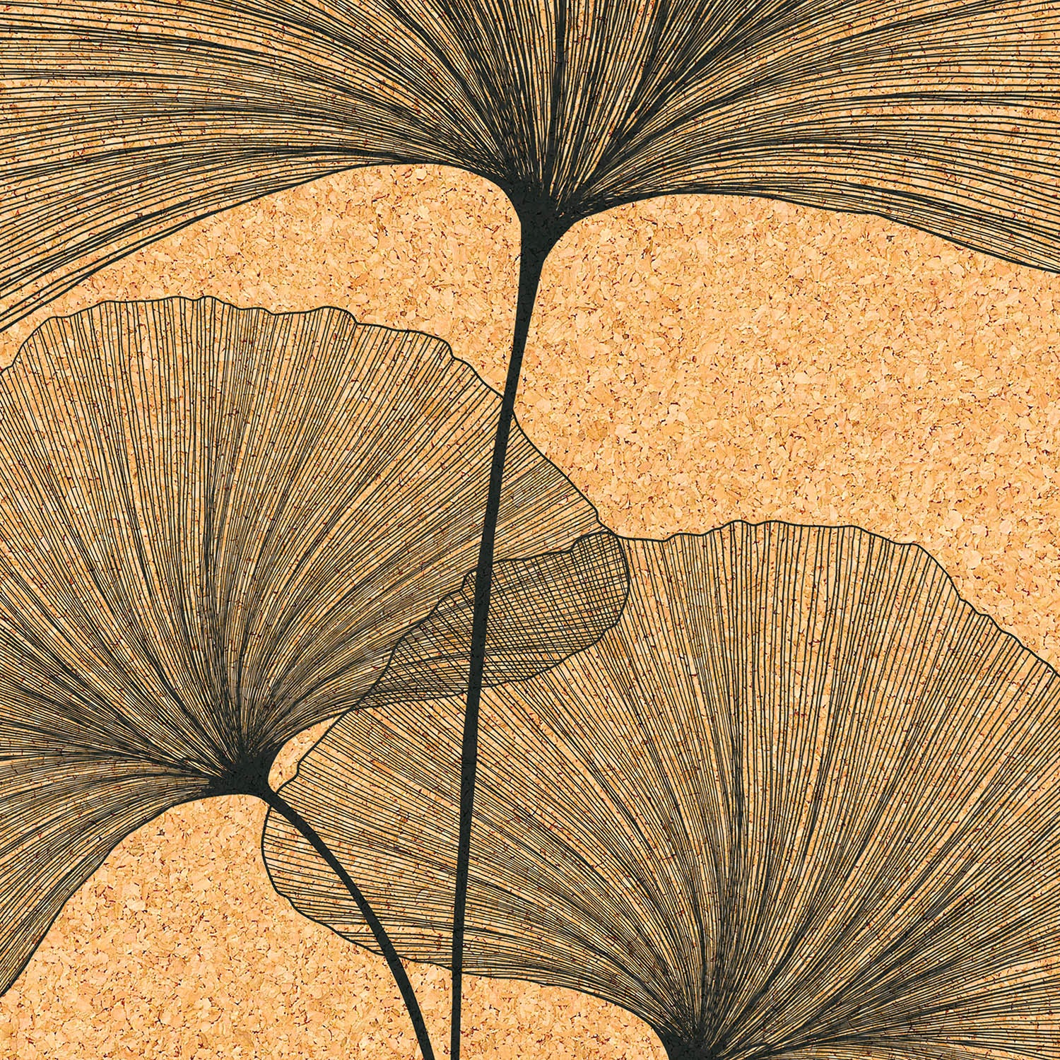 Yoga mat cork and natural rubber non-slip ecological Ginkgos Bouquet YOGATERRAE French brand