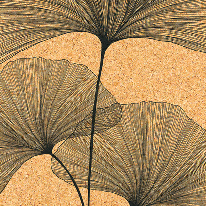 Yoga mat cork and natural rubber non-slip ecological Ginkgos Bouquet YOGATERRAE French brand