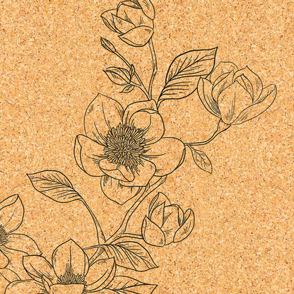 Natural cork and rubber non-slip ecological yoga mat Magnolias YOGATERRAE French brand