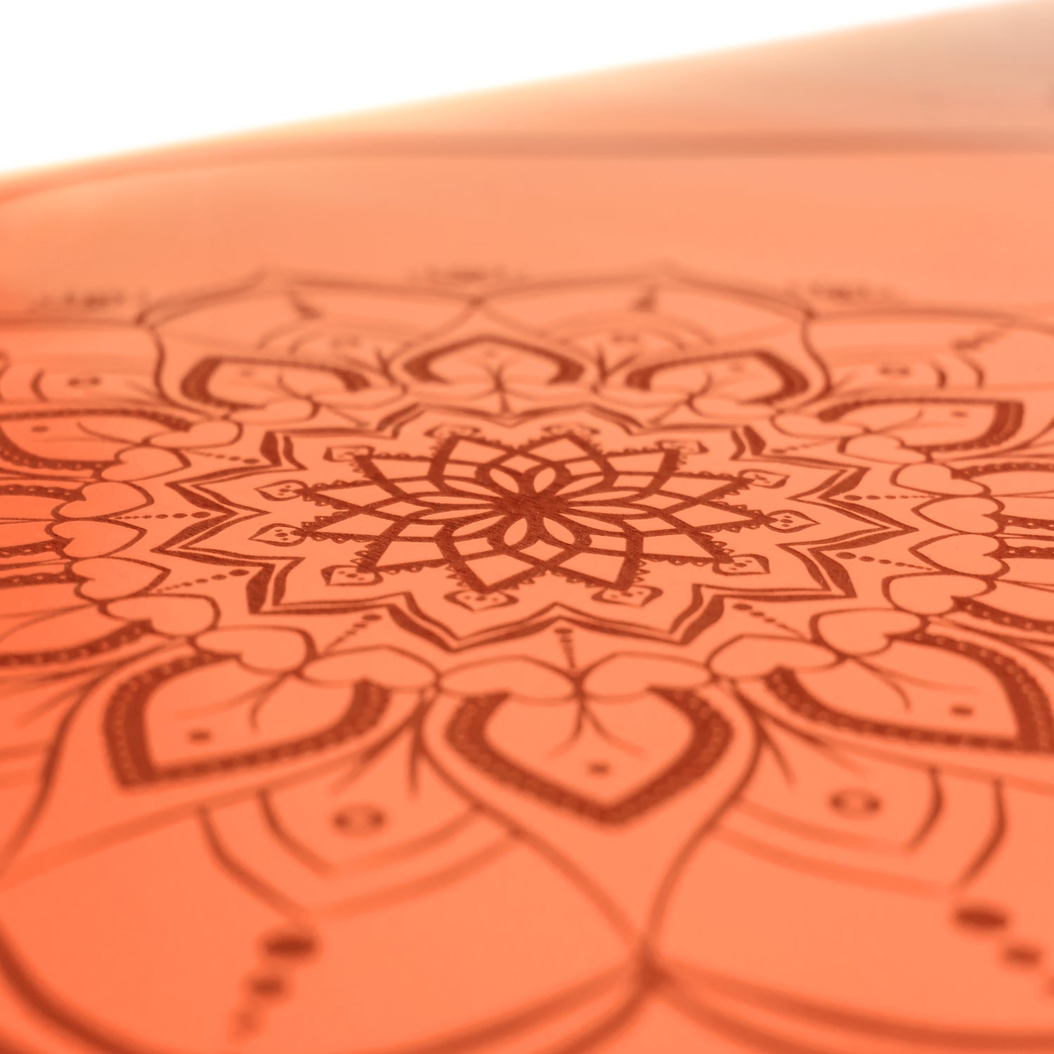 Yoga mat natural rubber non-slip ecological coral sunset with alignment YOGATERRAE French brand