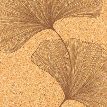 REDONDA ANTIDESLIZANTE DE CORCHO ESTERA DE YOGA GINKGOS YIN YANG MARRÓN