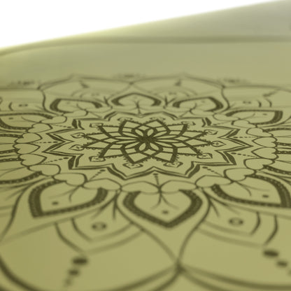 ESTERILLA DE YOGA MANDALA VERDE CAQUI DE CAUCHO NATURAL CON BOLSA