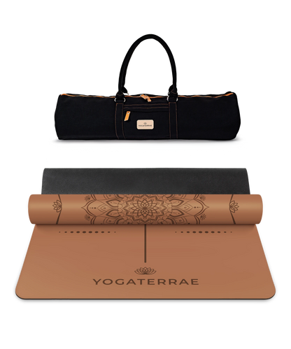 ESTERILLA DE YOGA MANDALA MARRÓN DE CAUCHO NATURAL CON BOLSA