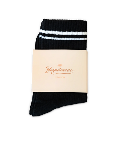 Calcetines antideslizantes para mujer con rayas en contraste, negros
