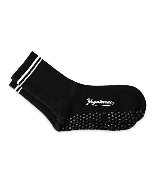 Calcetines antideslizantes para mujer con rayas en contraste, negros