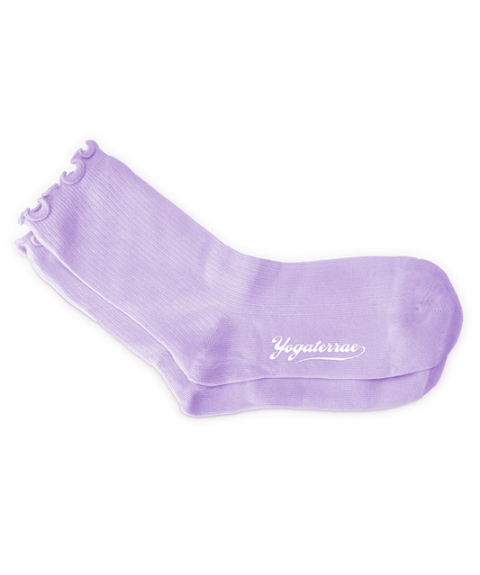 Calcetines elegantes con volantes para mujer, color lavanda