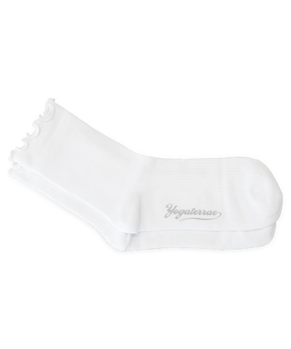 CALCETINES DE MUJER CON BORDES ONDULADOS, BLANCOS