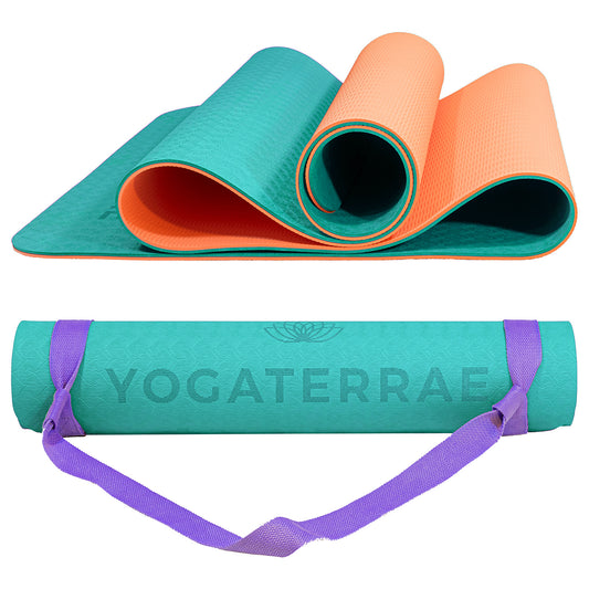 TAPPETINO YOGA ANTISCIVOLO TPE TURCHESE CORALLO