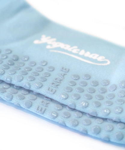 Calzini antiscivolo da donna con strisce a contrasto, azzurro cielo