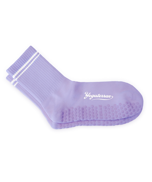Calzini antiscivolo a righe a contrasto da donna, lavanda