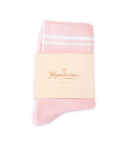 Calzini a righe a contrasto da donna, rosa